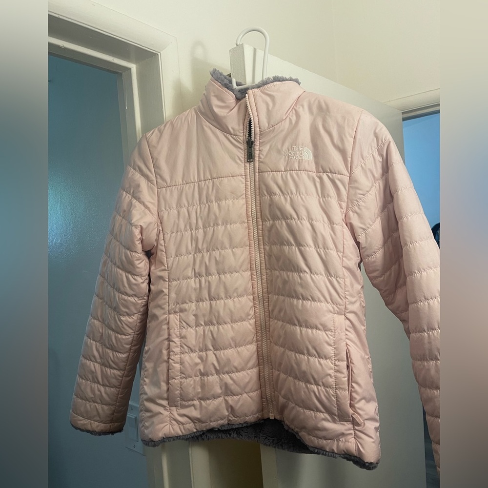 Light Pink/gray reversible NORTH FACE jacket